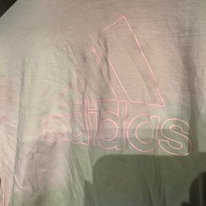 Adidas White Tee with Pink Logo